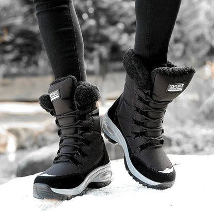 Front view of Sylvara waterproof boots with adjustable lacing system