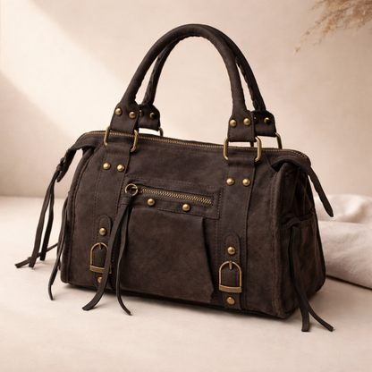 Veloura – Suede-Style Handbag in Coffee