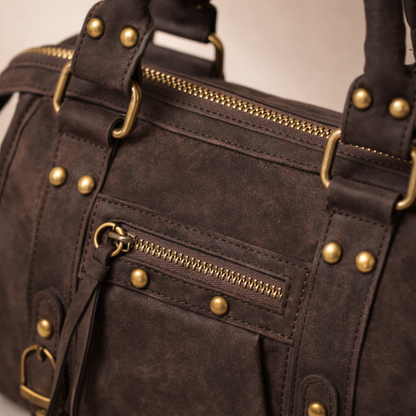 Veloura – Suede-Style Handbag in Coffee