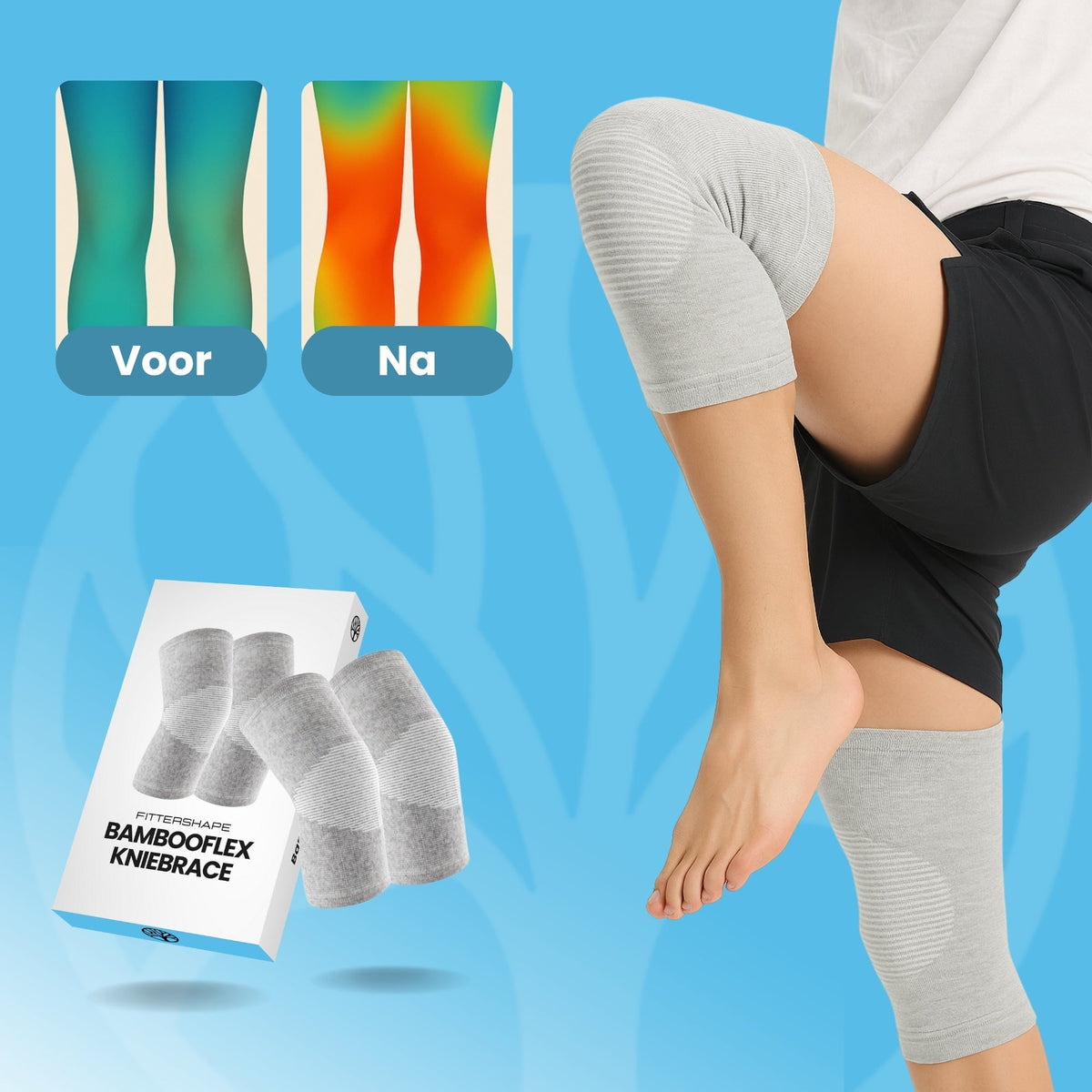 Knee brace worn on leg showing secure non-slip positioning