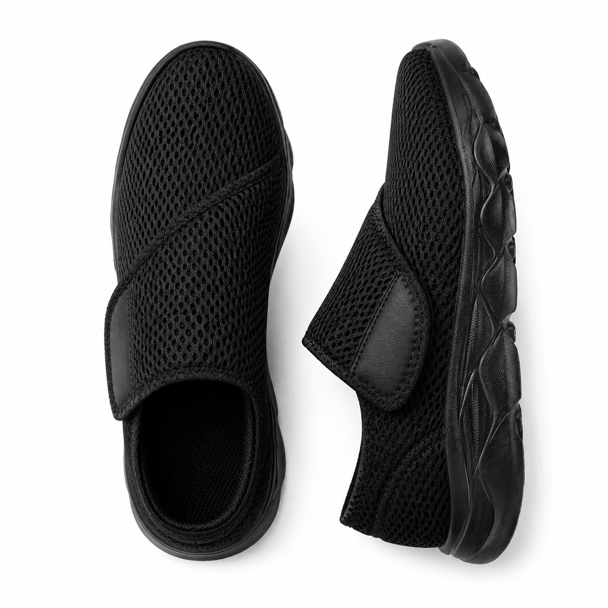 Pair of Aldwick wide-fit orthopedic walking shoes in black