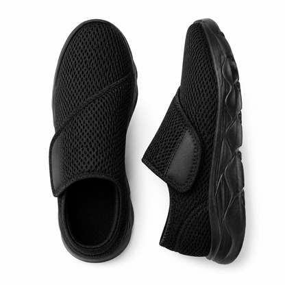 Pair of Aldwick wide-fit orthopedic walking shoes in black