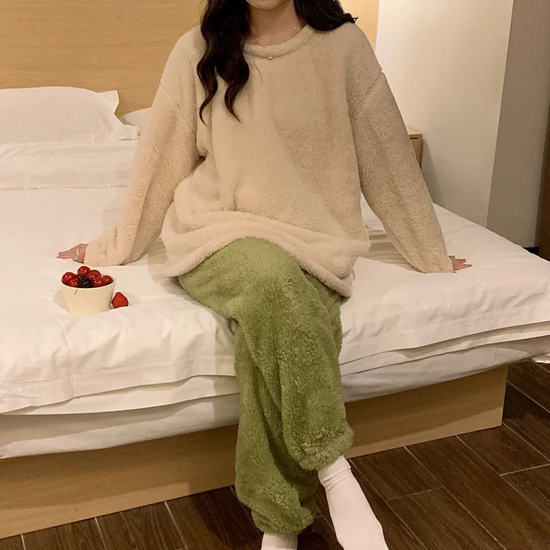 Women's fleece pyjama set in multiple colour options