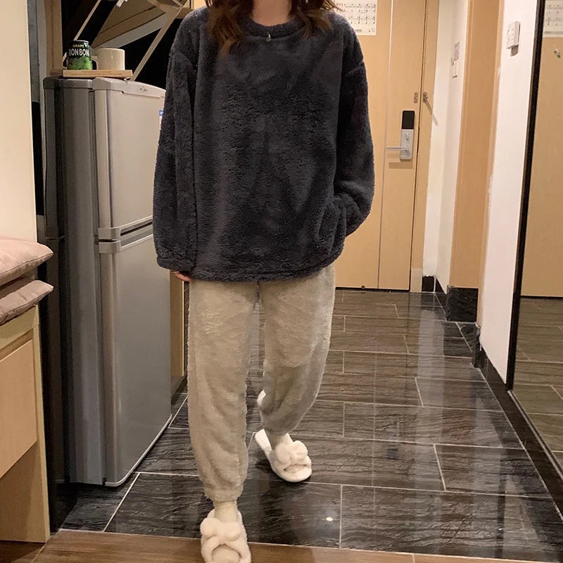 Soft fluffy fleece jumper from women's pyjama set