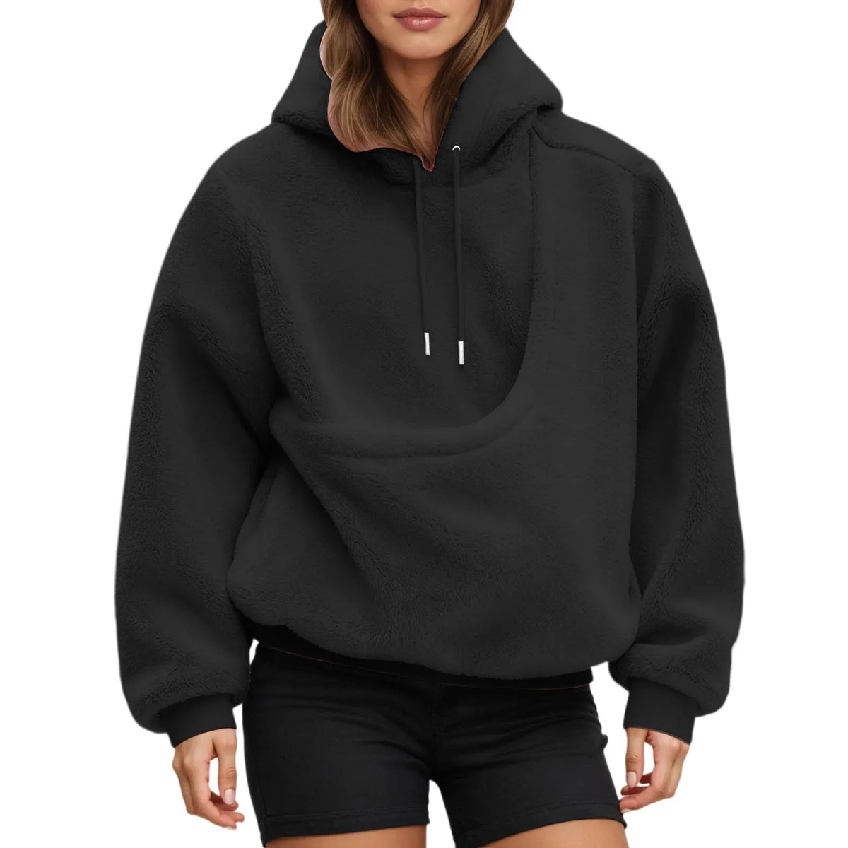 Gray kangaroo pouch hoodie for women with small breed dog