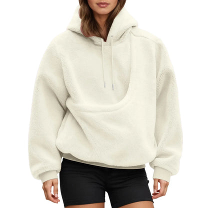 Coffee coloured oversized pet pouch hoodie front view