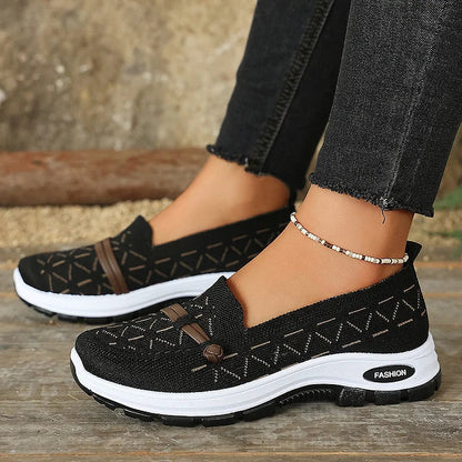 Beige women's breathable slip-on shoes for all-day comfort