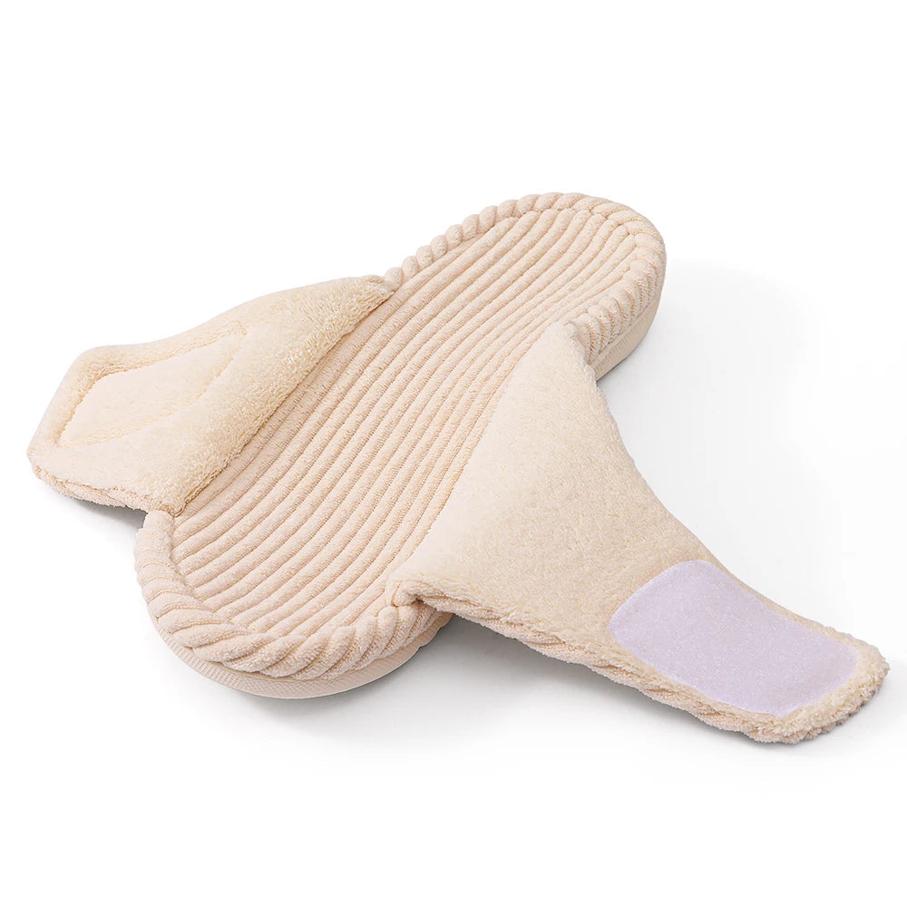 Women's fuzzy open-toe house slippers with anti-slip rubber outsole