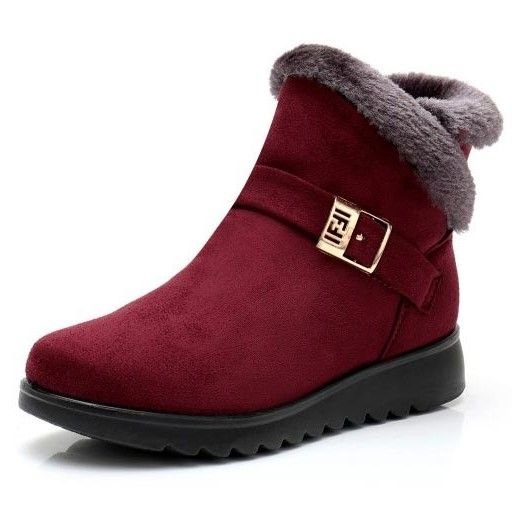 Velara women's orthopedic fur-lined ankle boots in red