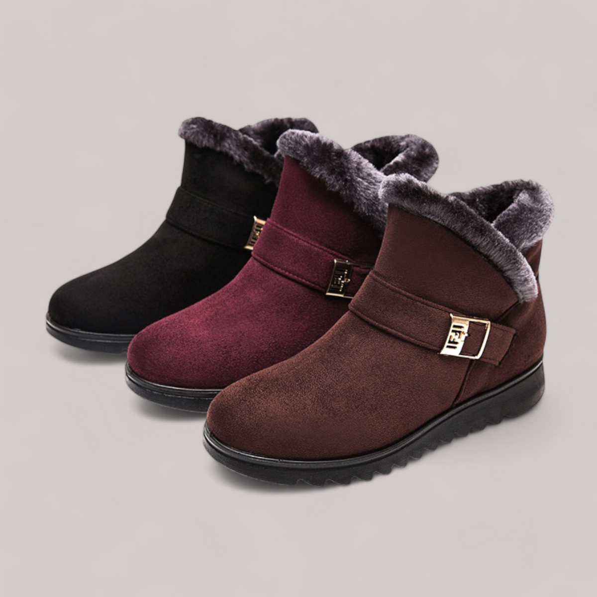 Women's orthopedic ankle boots showing grip pattern on outsole