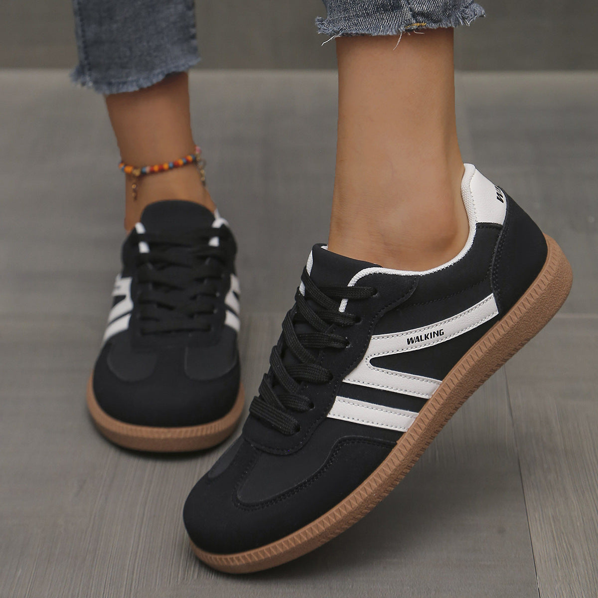 Women's orthopedic shoes with non-slip sole in brown