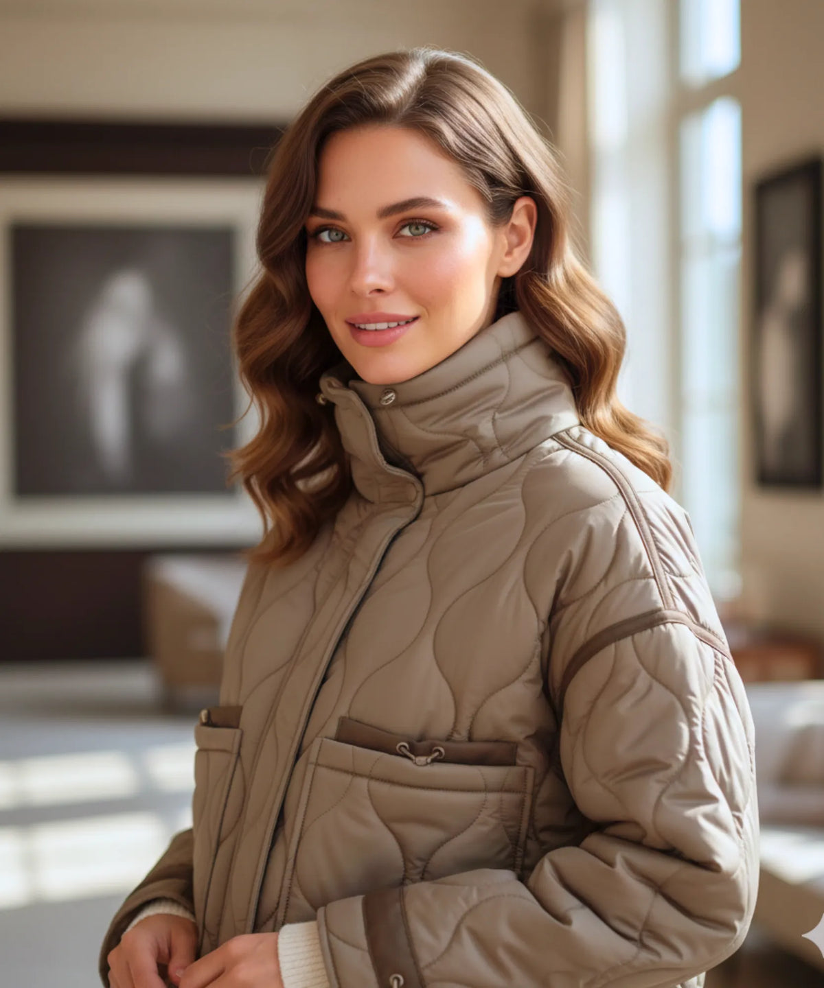 Women's oversized puffer jacket in black – wind-resistant outer fabric