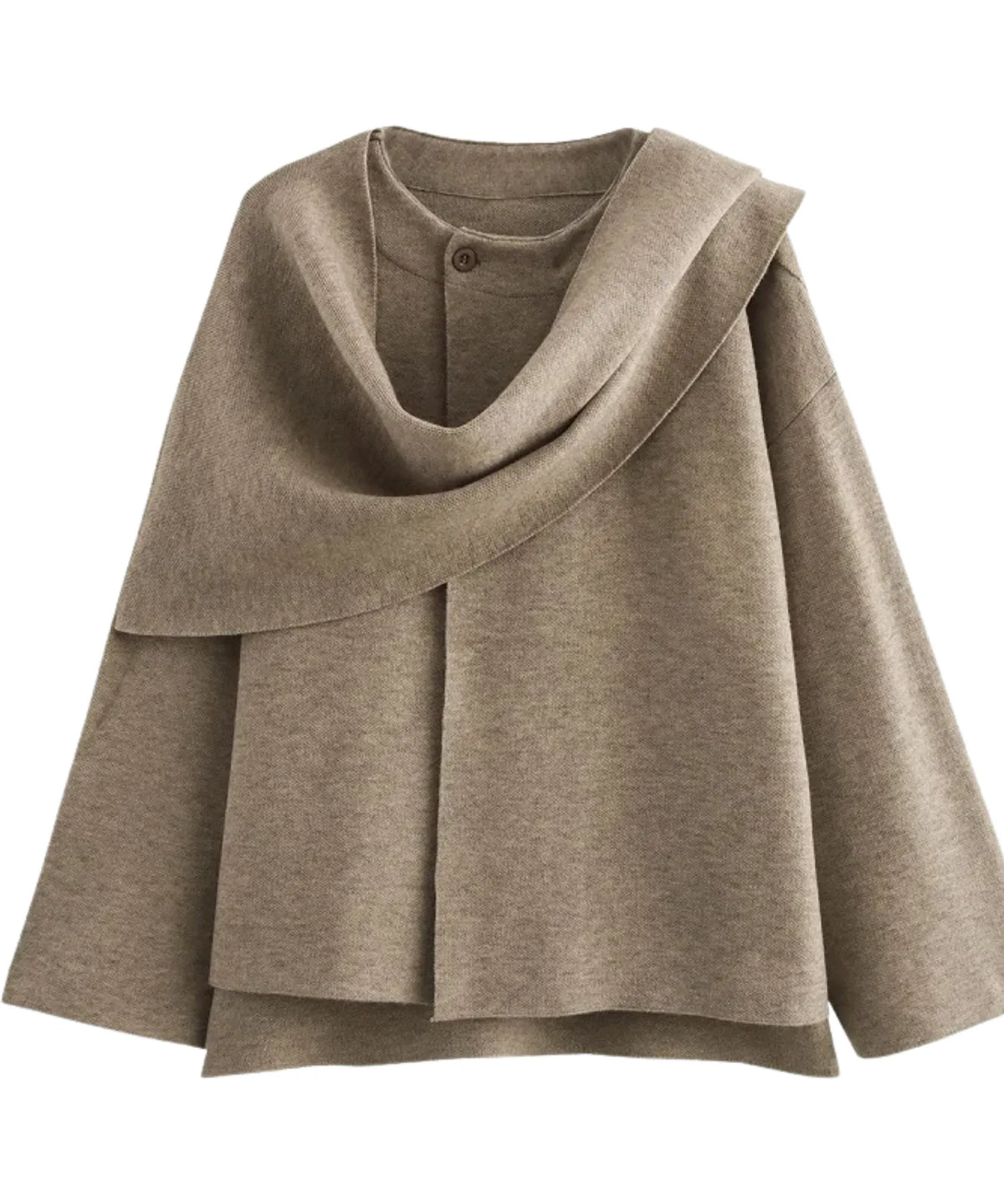 Wool wrap coat in taupe with natural hypoallergenic finish