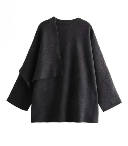 Polia women's wool wrap coat in three colourways: burgundy, charcoal, taupe