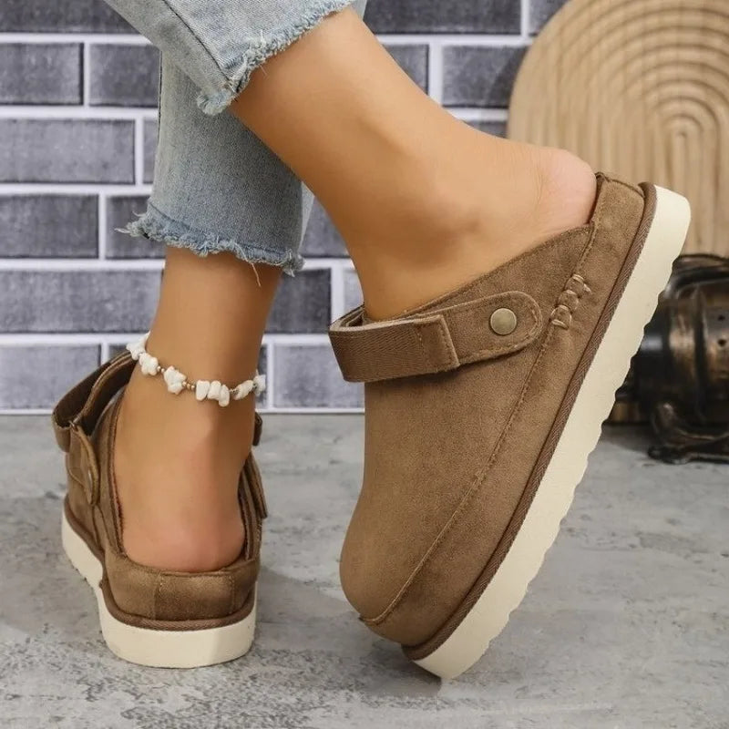 Celia women's platform clogs styled with casual jeans outfit