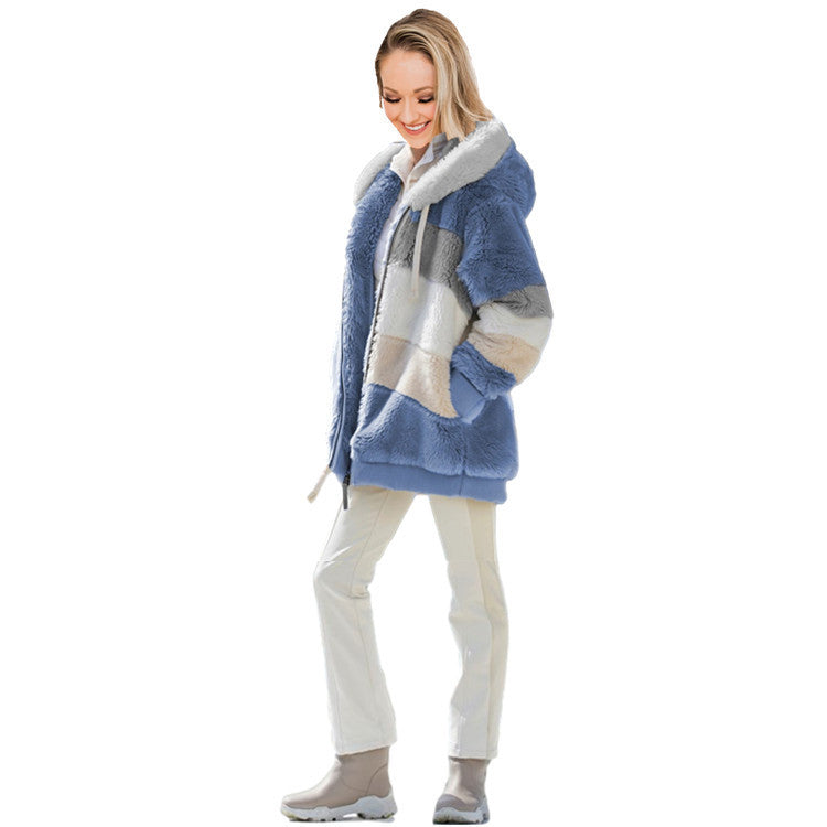 Women's loose fit plush cardigan jacket in army green