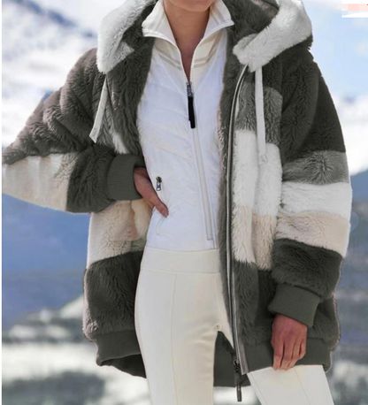 Women's plush jacket in pink casual cardigan style