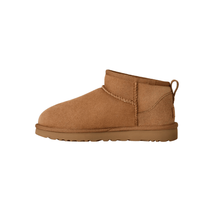 Sheepskin insole close-up of women's cosy mini boot
