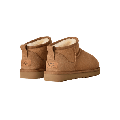 Chestnut mini boot heel detail and outsole grip view