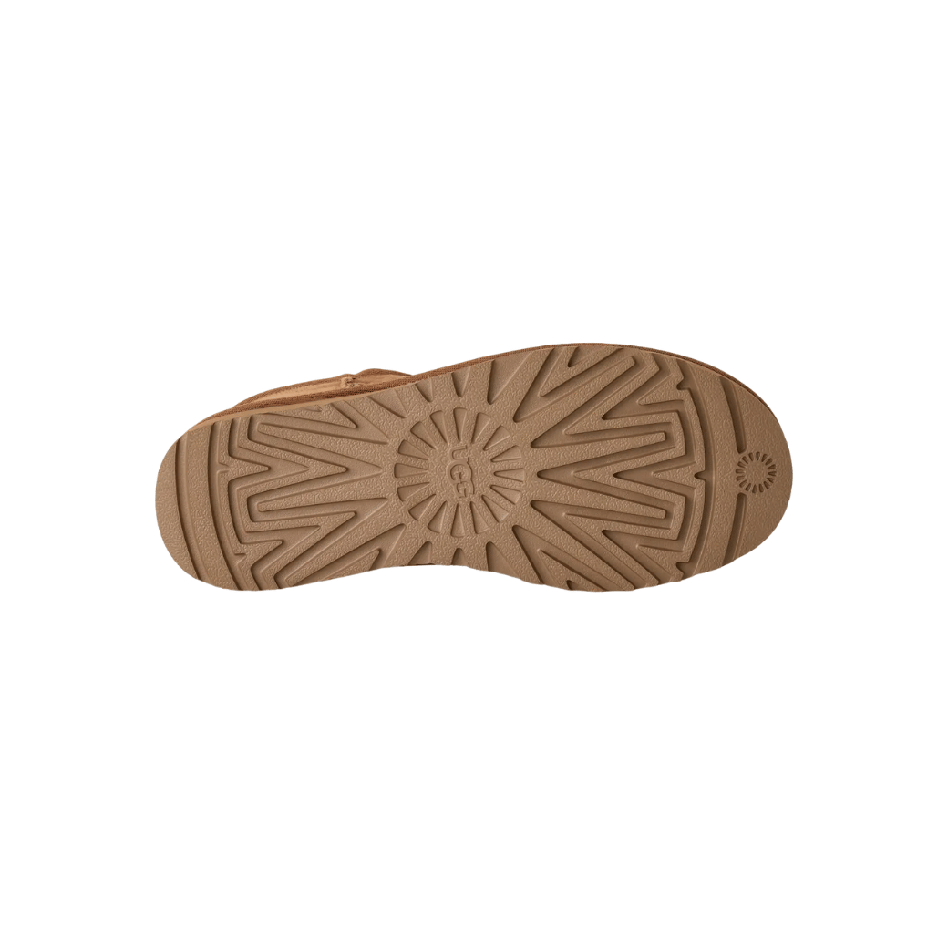 Sand mini boot toe box and upper texture close-up