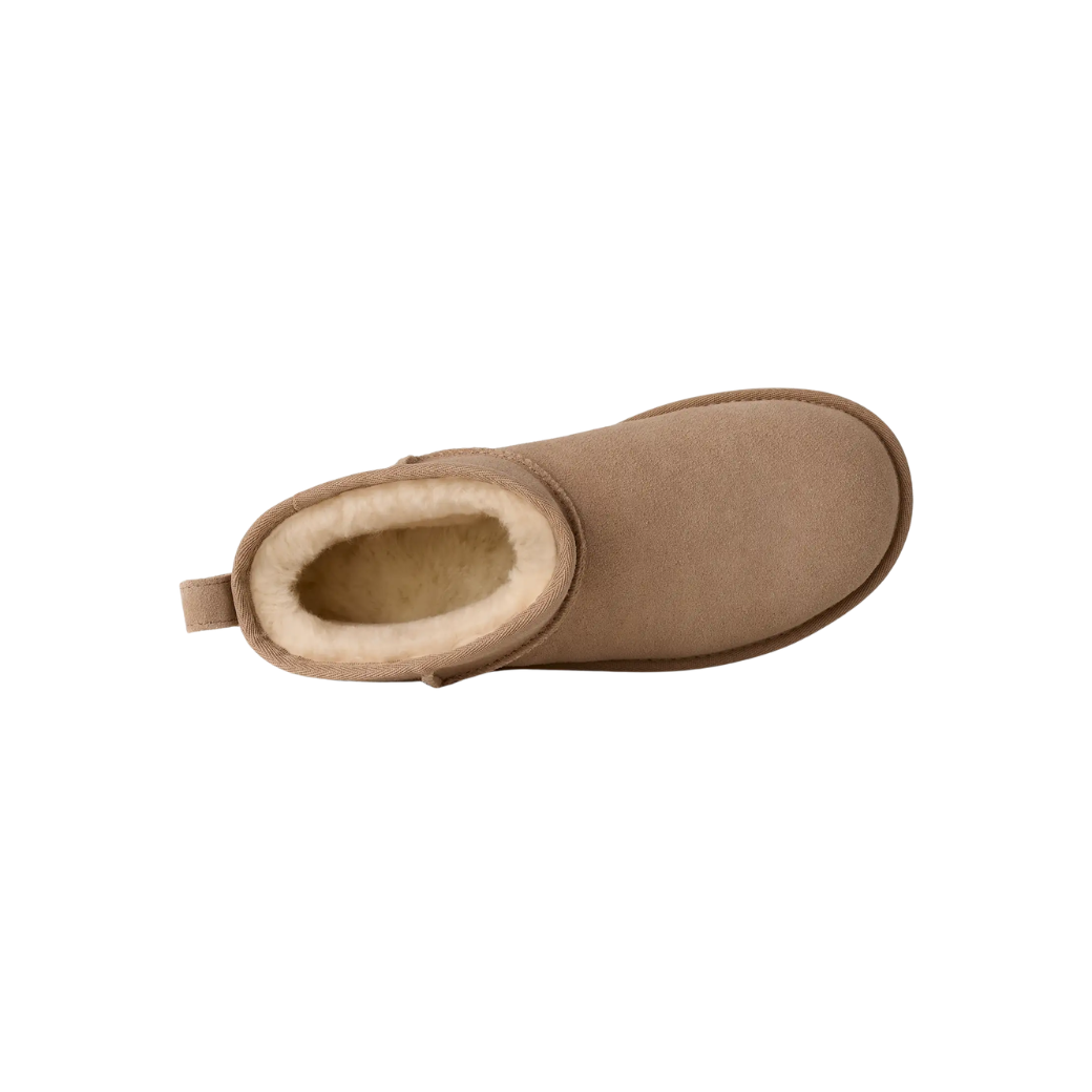 Top-down view of UGGplush lining inside women's platform boot