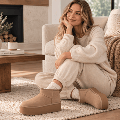 Chestnut platform ankle boots for women on white background