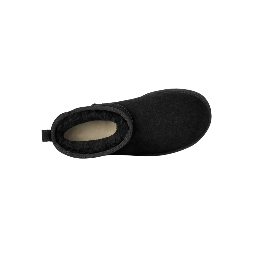 Women's sheepskin platform boots showing heel height detail