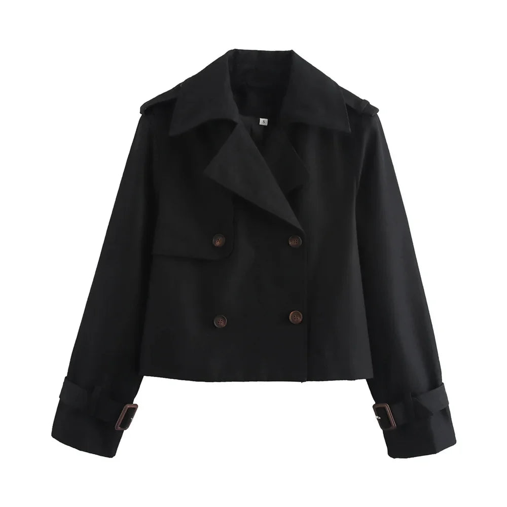 Brown vintage-inspired crop jacket – versatile layering piece for modern wardrobes