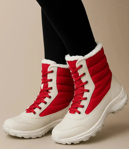 Detail shot of non-slip rubber outsole with deep tread on women's winter boots