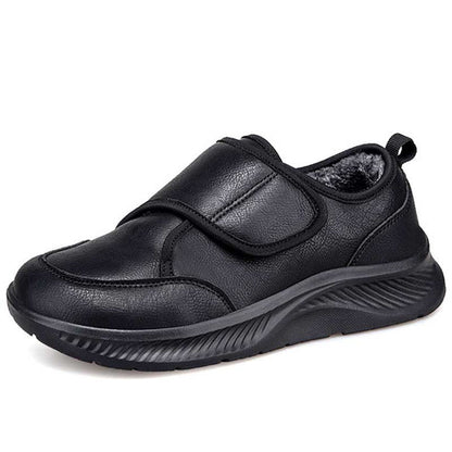 Women's black winter nursing sneakers with wide velcro open vamp