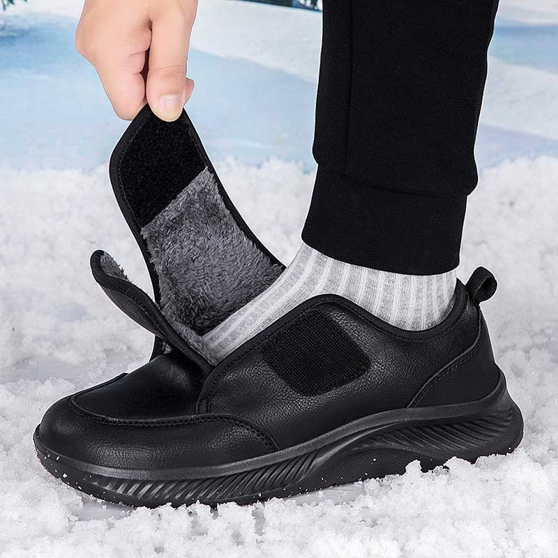 Close-up of wide velcro strap on women's winter sneakers